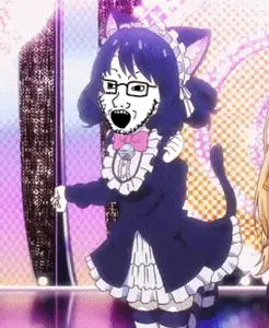 soyak, animated, anime, cat ears, dance, dress, ear, ears, glasses, open mouth
