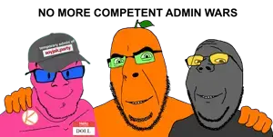 cobson, feraljak, gapejak, wholesome feraljak, wholesome soyjak, no more brother wars, closed mouth, gray skin, orange skin, pink skin
