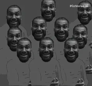 gigachad, animated, crowd, multiple gigachads, pixverse ai, singing, video