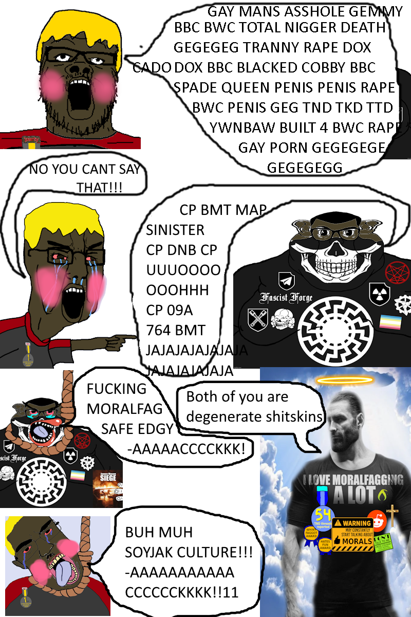 gigachad, trollface, a24 slowburn soyjak, brandon, chudjak, hunky twink sex machine, ack, atomwaffen division, blonde hair, brown skin