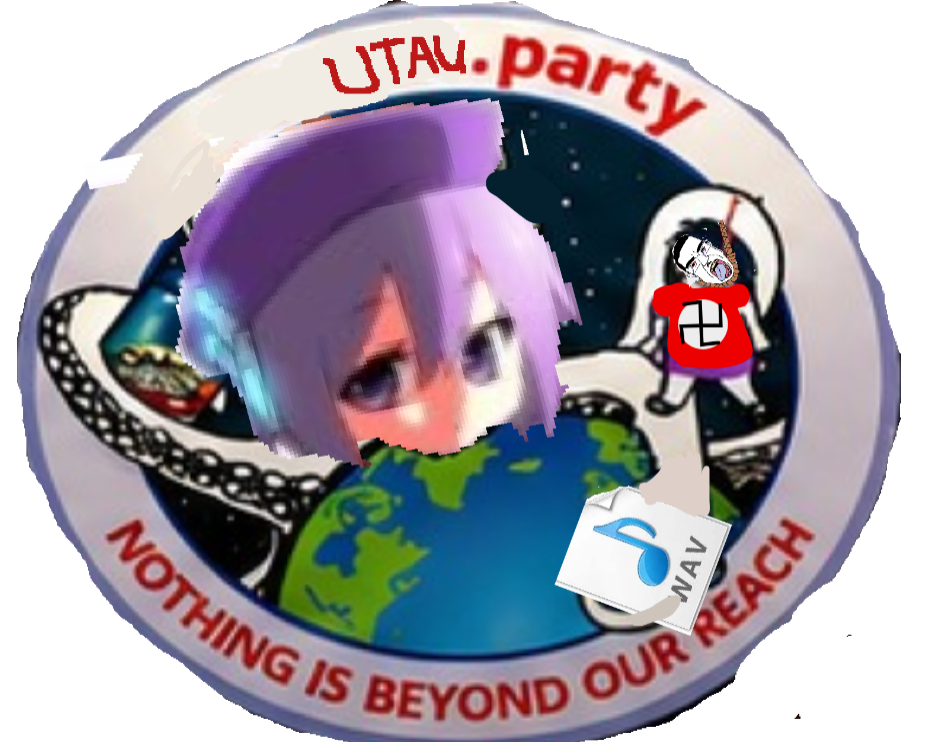 uta utane, chudjak, accessory, black hair, hair, logo, nazi, purple eyes, putple hair, red clothes
