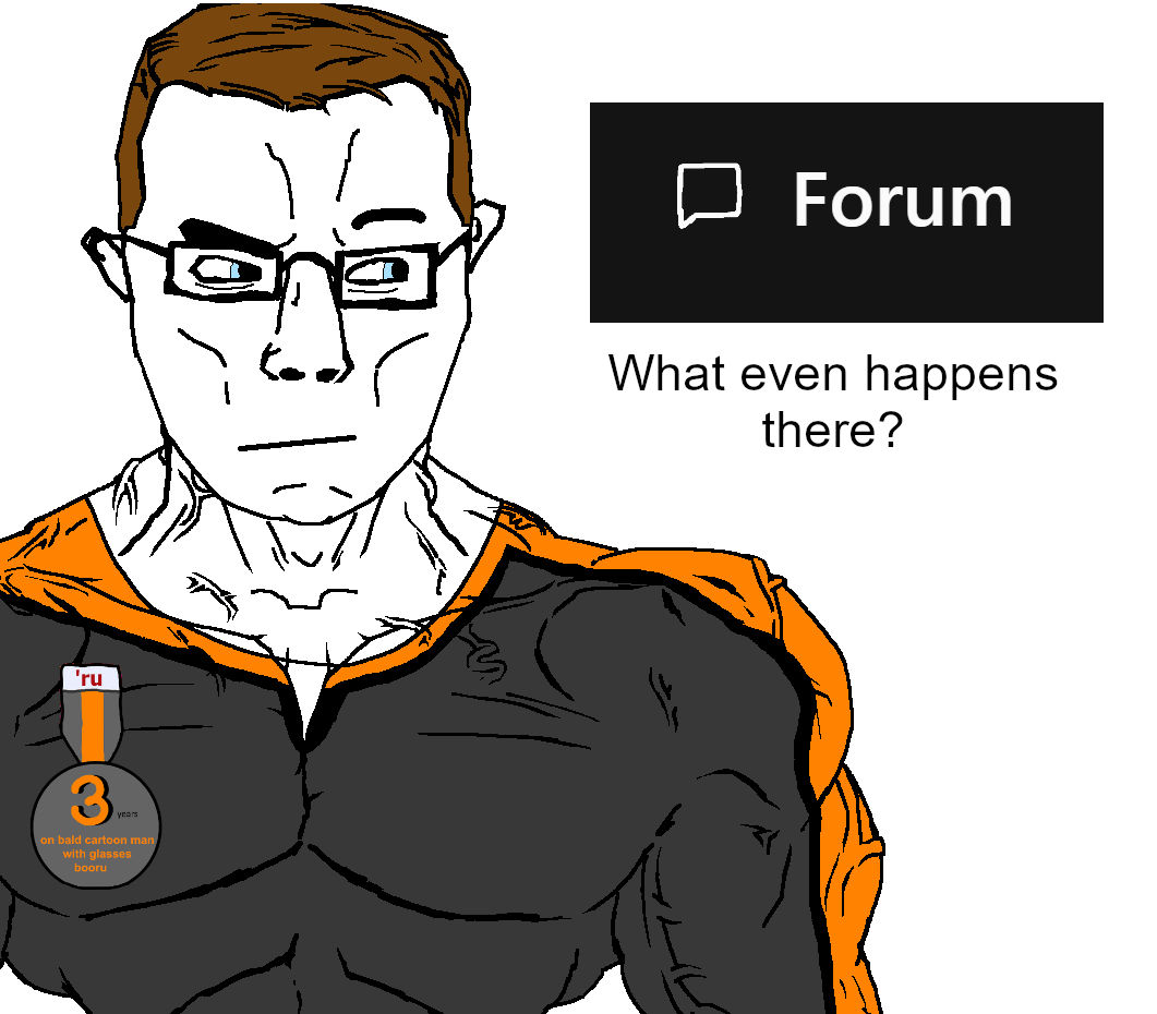dan, chudjak, chudjak front, muscular chud, natejak, 3 years on bald man with glasses booru, a10 eyes, award, broom, brown hair