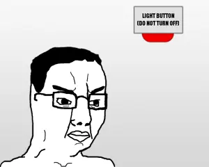 chudjak, animated, big lips, button, closed mouth, glasses, glowing eyes, lips, nose, pitch black