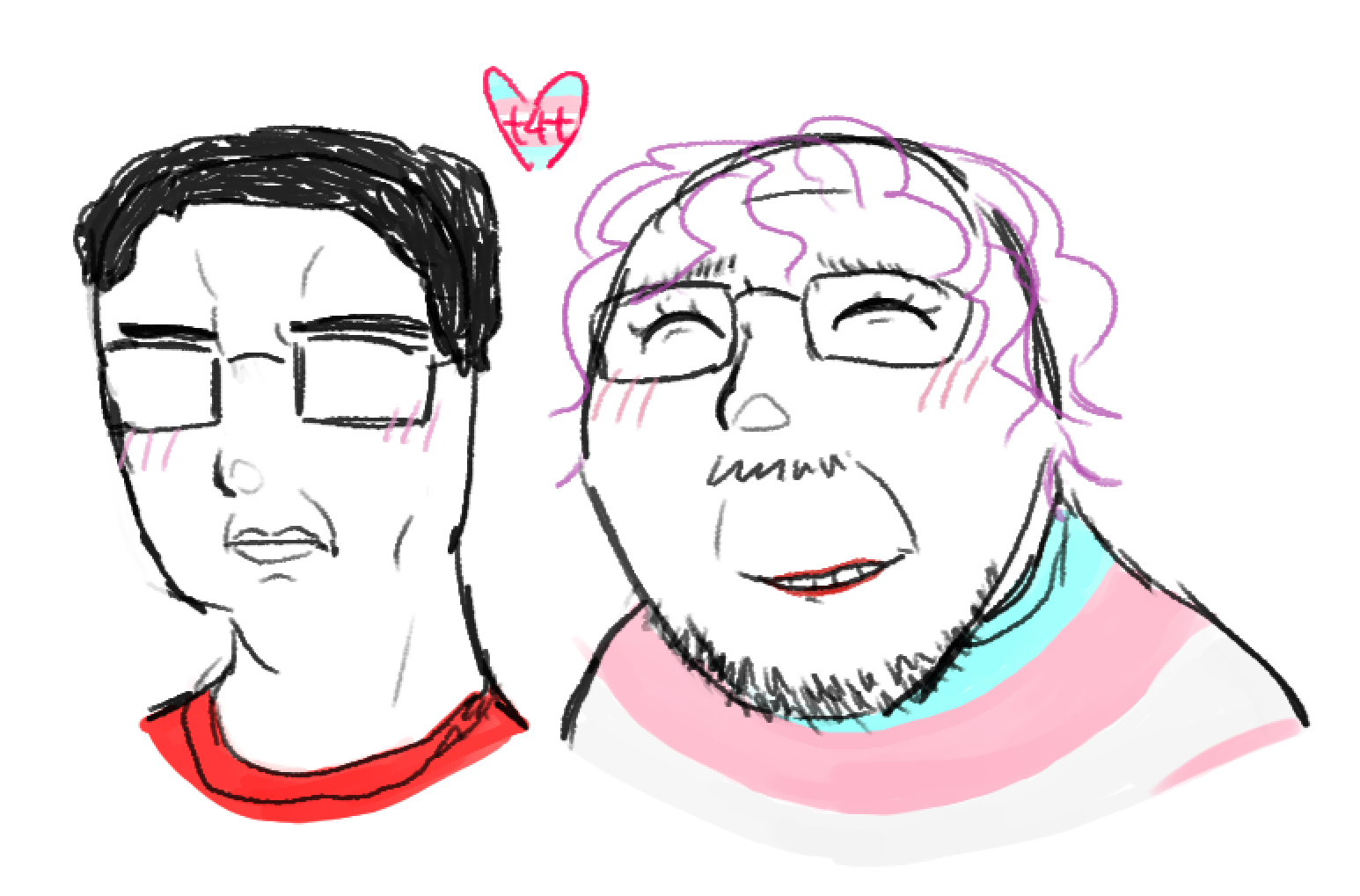 luthanasia, bernd, chudjak, troonjak, 2soyjaks, art, black hair, blush, blush lines, closed eyes