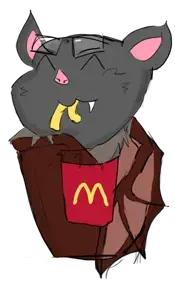 impish soyak ears, animal, bat, closed mouth, ear, french fries, gray skin, mcdonalds, transparent background, peter
