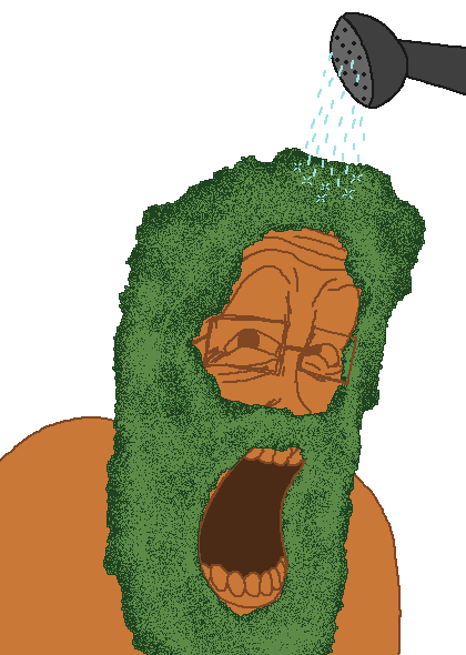 unpaintbucketable nigger, beard, chia pet, clay, droplet, forehead lines, glasses, green hair, hair, looking at you