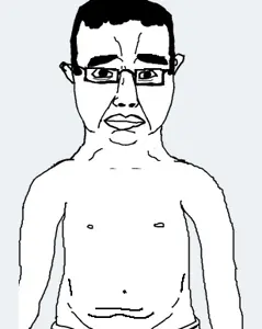 chudjak, belly, chudjak front, eyebrows, glasses, loose skin, sad, worried