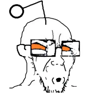 soyak, antenna, concerned, ear, glasses, no eyebrows, open mouth, orange eyes, reddit, soyjak