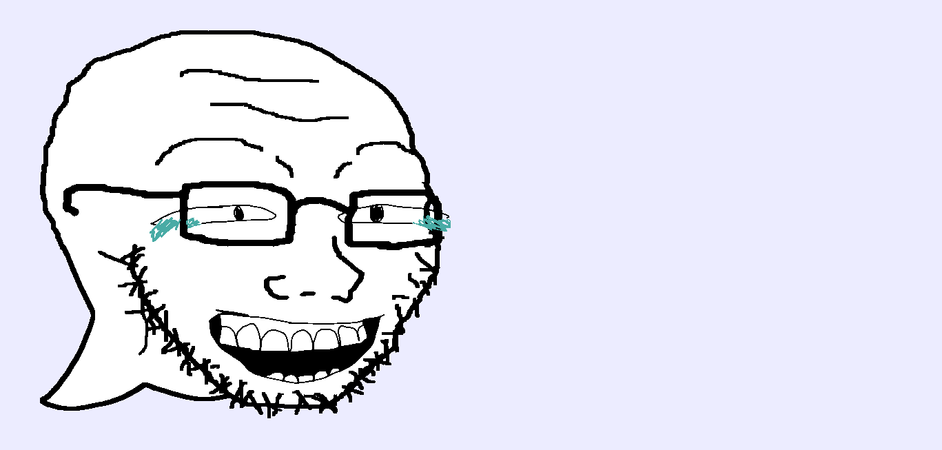 soyak, soyak (laughing), 1soyjak, animated, bald, blue background, chat, crying, fade, forehead lines