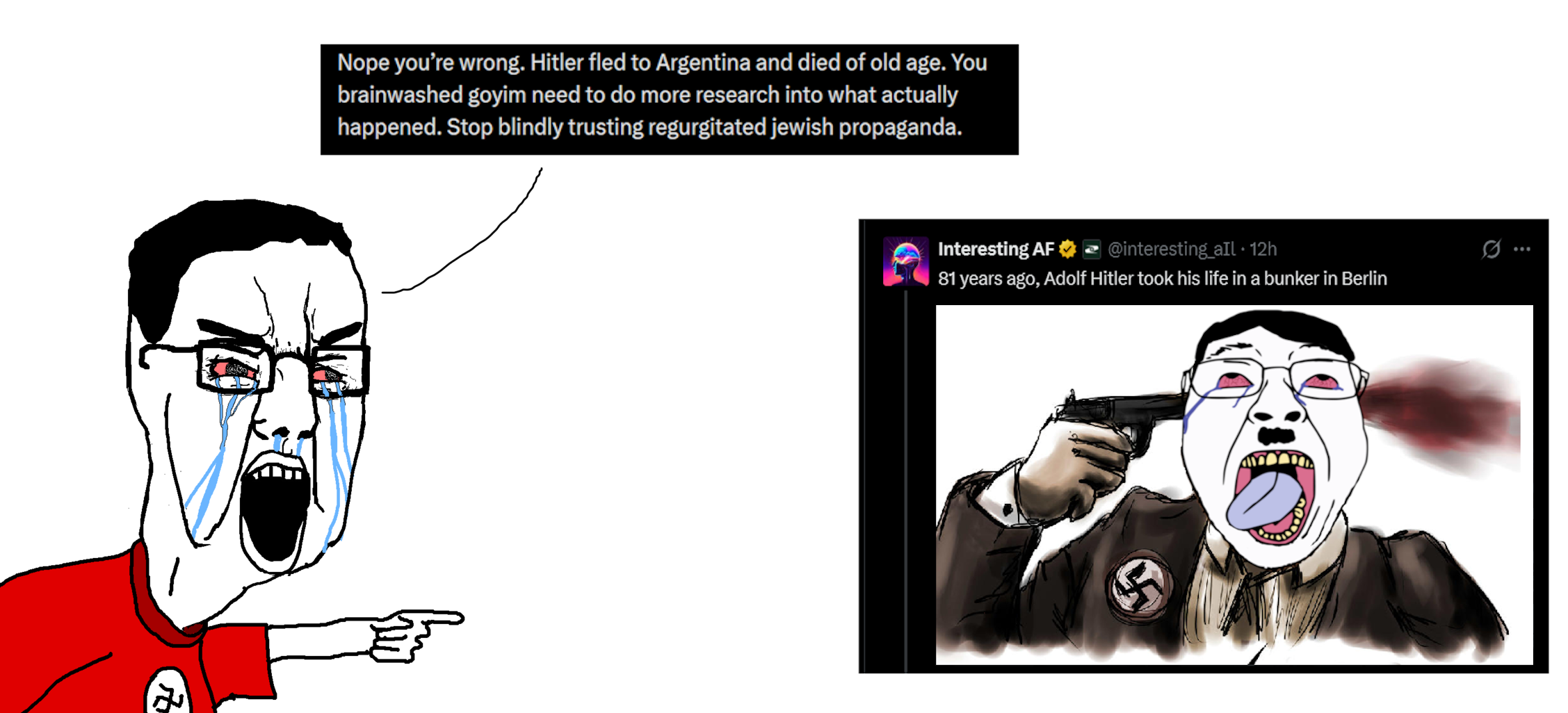 bernd, chudjak, ack, adolf hitler, angry, argentina, blood, chud, crying, glasses