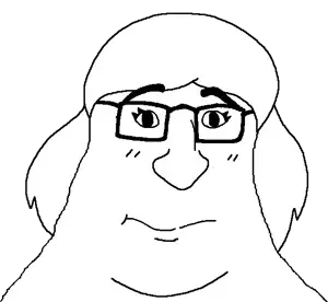 pissluffare, pissluffoidre, foidjaks, bushy eyebrows, closed mouth, eyebrows, eyelashes, female, glasses, hair