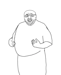 unknown, bald, fat, full body, glasses, nuvariant, stubble, transparent background, uncolored skin