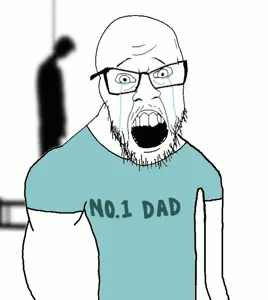 feraljak, animated, arm, clothes, coomer, crying, father, glasses, gooner, hanging