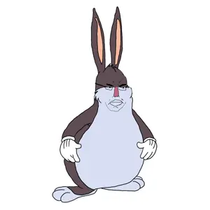 big chungus, bugs bunny, chudjak, pol face, angry, animal, arm, closed mouth, ear, full body