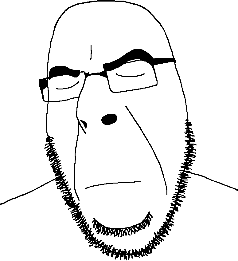 cobson, aliased, bushy eyebrows, closed eyes, closed mouth, eyebrows, full head, glasses, monochrome, sad