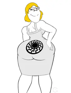 gapejak, female gapejak, wholesome soyjak, femjak, ass, closed mouth, dress, female, fingernail, full body