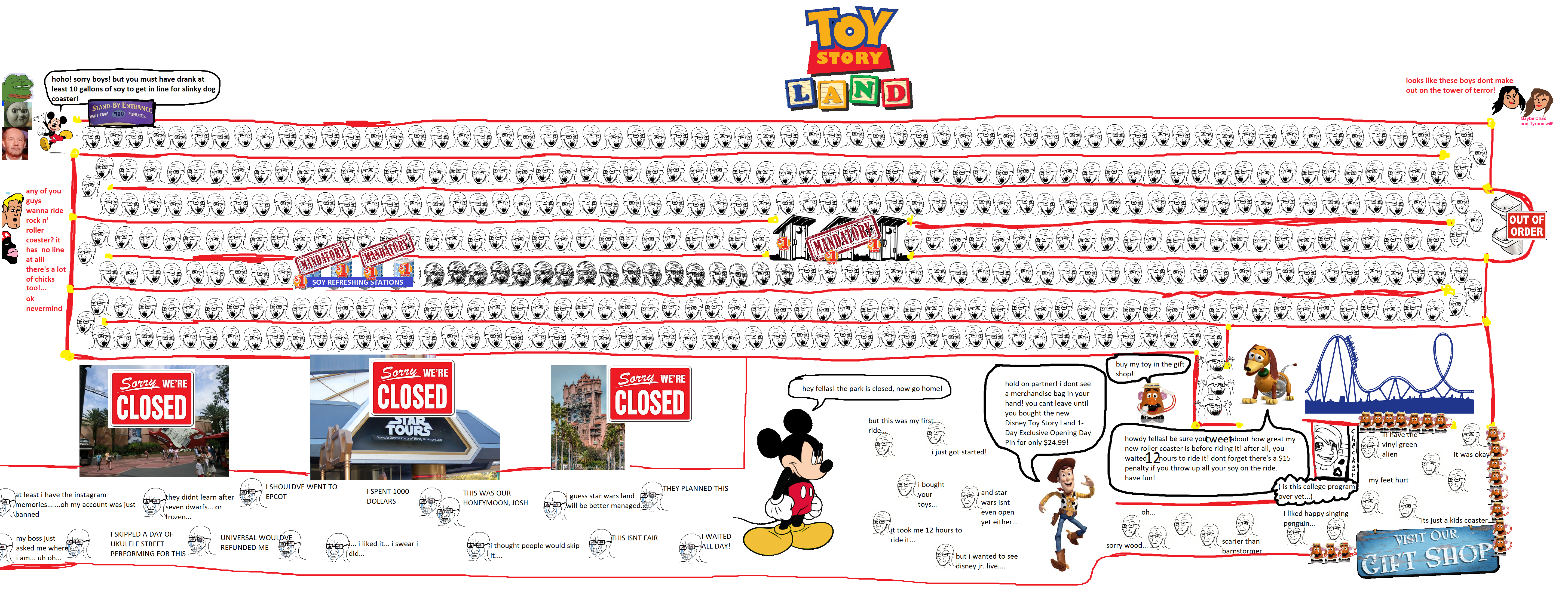 crying wojak, mickey mouse, pepe, wojak, excited soyjak, soyak, /tv/, amphibian, animal, comic
