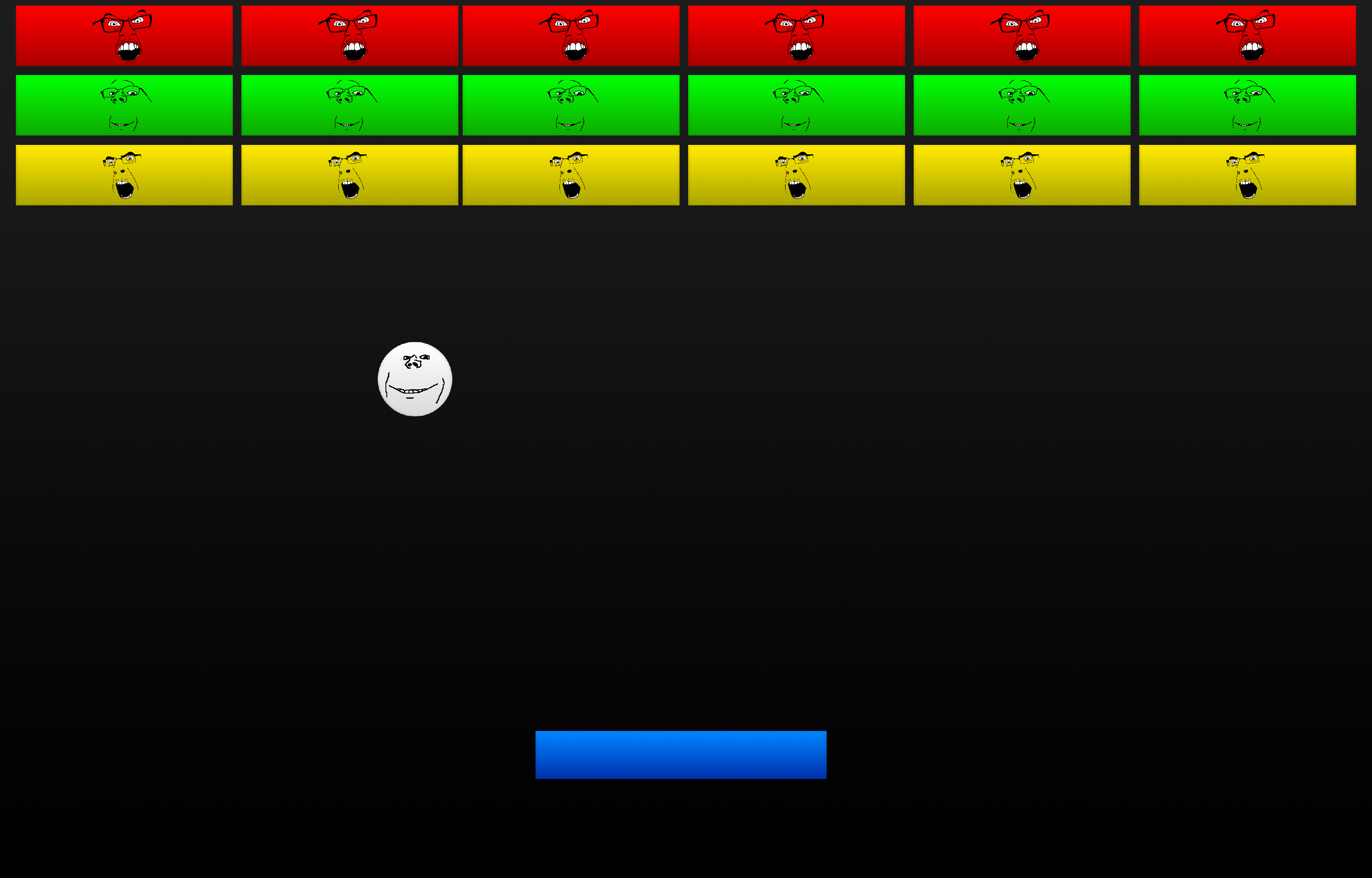 cobson, feraljak, gapejak, impish soyak ears, wholesome soyjak, angry, black background, blue bar, breakout, closed mouth