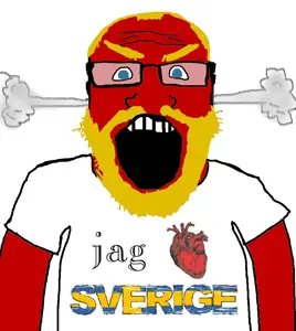 markiplier soyjak, science lover, angry, arm, beard, blonde hair, blue eyes, clothes, country, flag