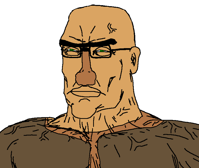 villager (minecraft), chudjak, perceptive chud, big lips, big nose, buff, chin, glasses, green eyes, judaism