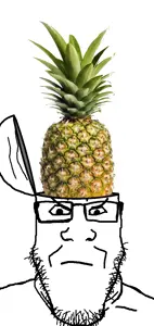 markiplier soyjak, angry, food, foodjak, fruit, glasses, head box, pineapple, soyjak, stubble