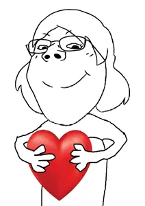 gapejak, female gapejak, wholesome soyjak, femjak, female, holding heart, soyjak, woman