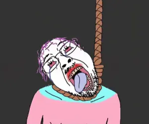 bernd, gapejak, ack, animated, bloodshot eyes, crying, flag, hair, hanging, mustache