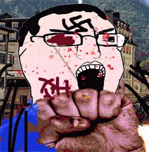 bernd, chudjak, hanging troonjak, troonjak, ack, animated, anime, arm, blood, bloodshot eyes