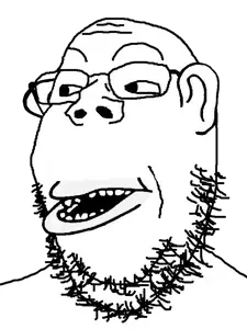 gapejak, gapemutt, amerimutt, fusionjaks, 1soyjak, beard, ear, eyebrows, glasses, lips