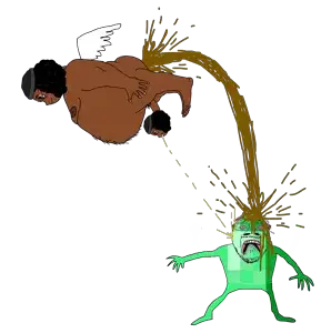 soyniqua, soytan, bernd, afro, brown skin, fat, flying, pee, poop, scared