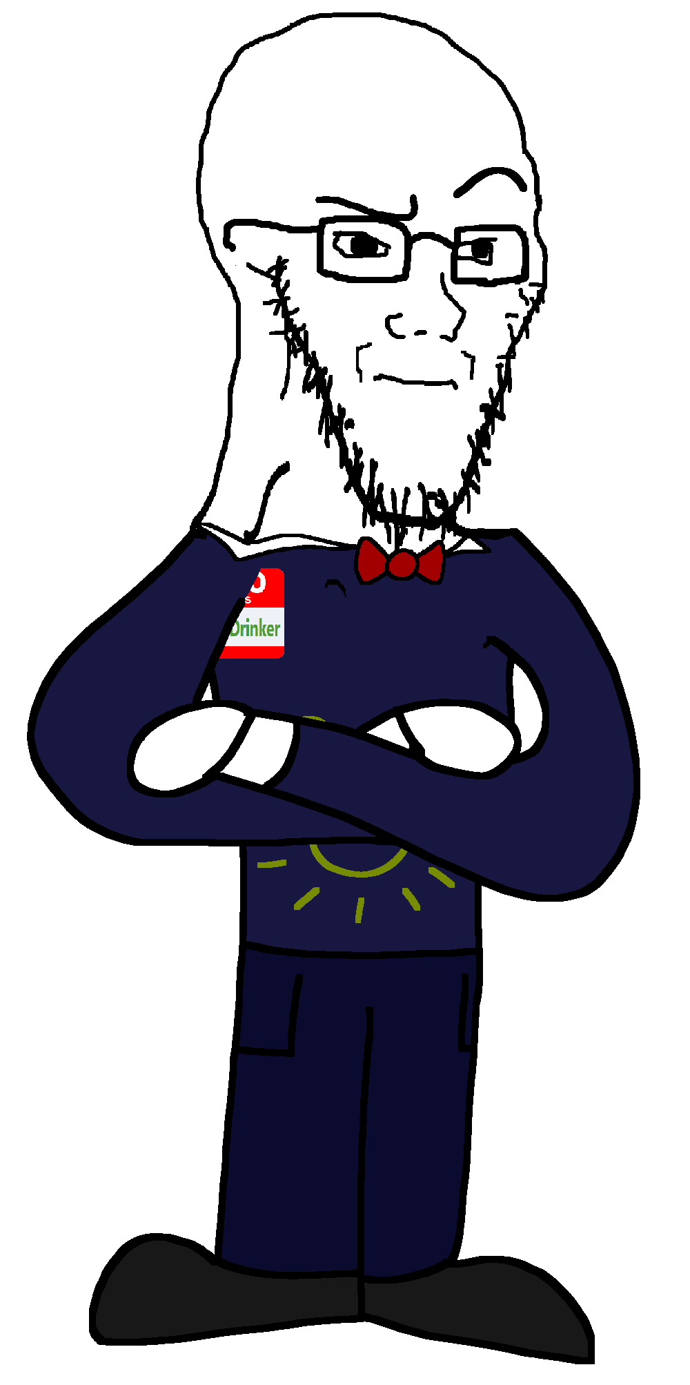 soyak, soyak (irritated), 1soyjak, arm, arms crossed, bald, bowtie, closed mouth, crossed arms, frown