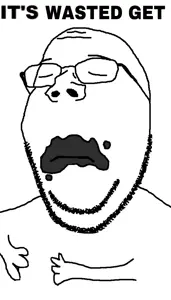 gapejak, wholesome soyjak, its over, 1soyjak, arm, bald, chin, closed eyes, closed mouth, double chin
