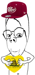 gapejak, rand, wholesome soyjak, animal, arm, big brain, brainful, cap, clothes, distorted