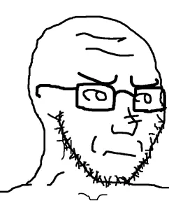 soyak, soyak (irritated), closed mouth, eyebrows, forehead lines, frown, glasses, hehenonomoheji, henohenomoheji, looking to the right