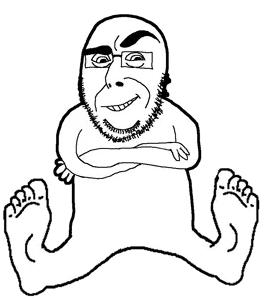 cobson, feraljak, cobsontalks, condiment, closed mouth, crossed arms, feet, full body, glasses, raised eyebrow