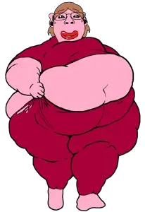 bernd, gapejak, bridget, female gapejak, femjak, holding belly, bbw, belly, big belly, brown hair