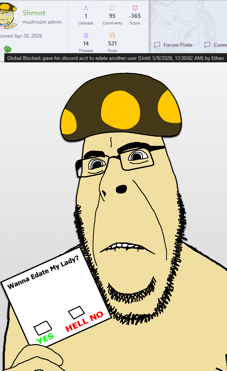 cobson, hornyson, ban reason, cleavage, drop shadow, fat, full body, holding card, holding object, horny