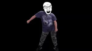 feraljak, animated, dance, glasses, jack black, open mouth, real life, soyjak, stubble