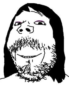 gapejak, annabelle, female gapejak, mustached gapejak, wholesome soyjak, femjak, “female”, black hair, female, femjak