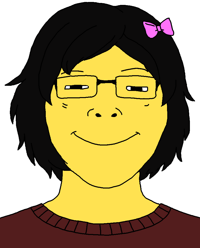 cobson, derpson, femjak, asian, asian female, black hair, bow, closed mouth, female, front view