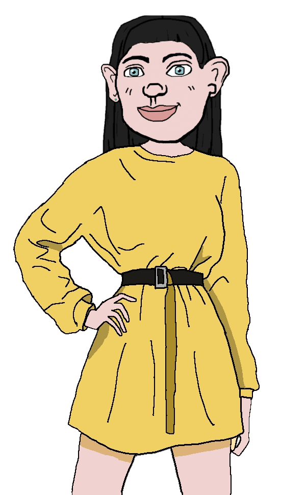 kurwa bobr, sheeeit, foidjaks, 1soyjak, belt, black hair, closed mouth, coal, dress, foidjak