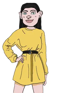 221620 - soybooru.com - asian asian_eyes asian_female belt black_hair dress female glasses hair half_body hand long_hair neck slant_eyes soychang soytan traced white_background yellow_dress yellow.png