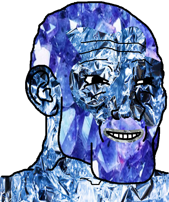 gigachad, soyak, gigachadjak, 1soyjak, big chin, black eyes, blue hair, ear, ernest khalimov, forehead lines