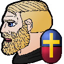 yes chad, it's based and christpilled, nuurumoji, beard, blonde hair, blue eyes, christian content, christian cross, christianity, closed mouth