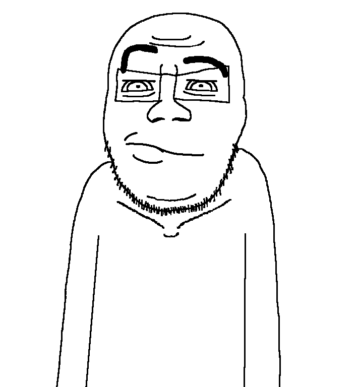 feraljak, feralrants, bald, closed mouth, glasses, half body, looking at you, open eyes, raised eyebrow, rantsona