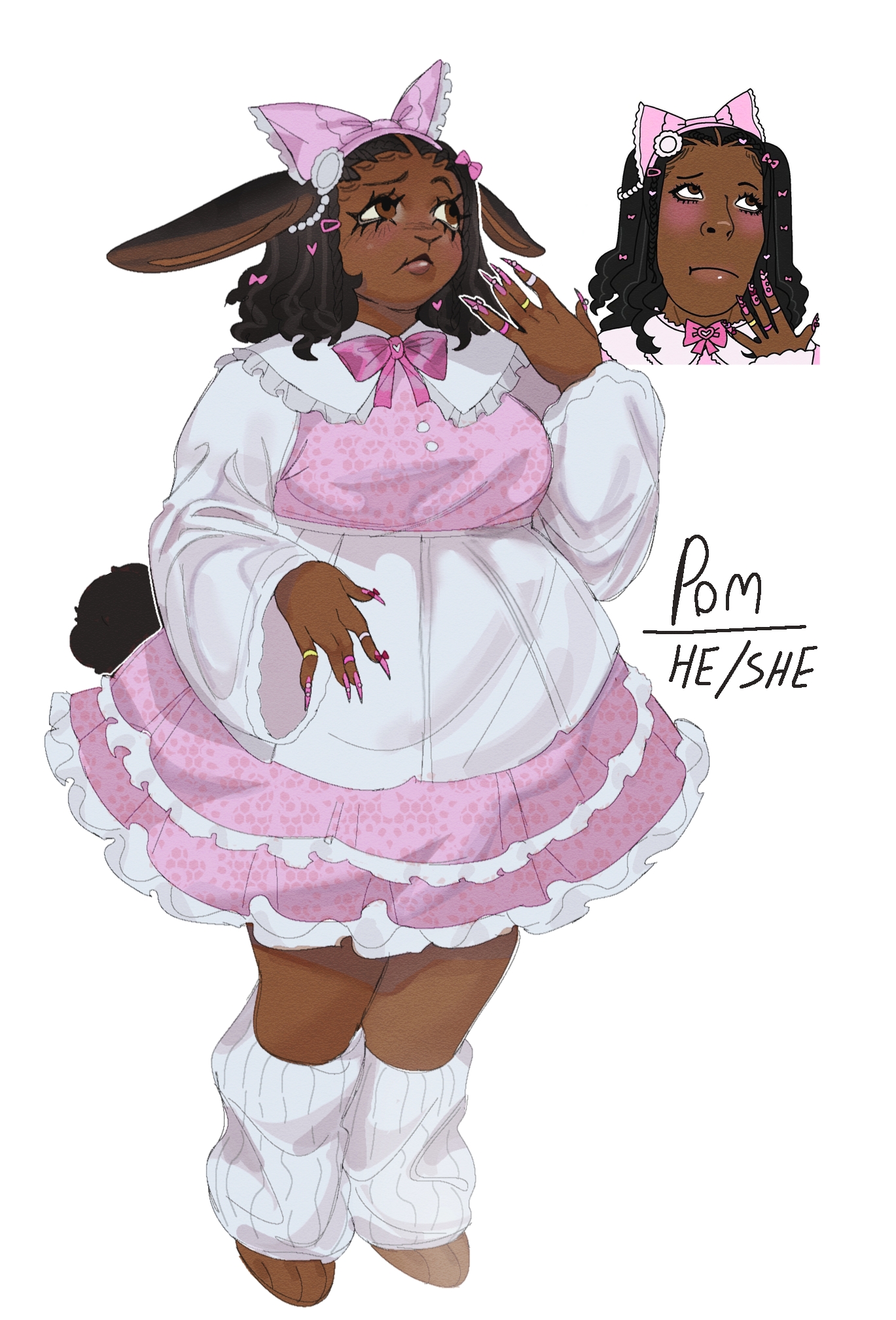 cobson, himeson, gyarujak, animal ears, black, black hair, black skin, bow, bowtie, brimstone