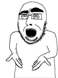 cobson, cobsontalks, bald, bushy eyebrows, glasses, half body, open eyes, open mouth, rantsona, stubble