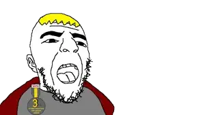 hadjak, unknown, 1soyjak, blonde hair, hair, open eyes, open mouth, short hair, skinny, stubble