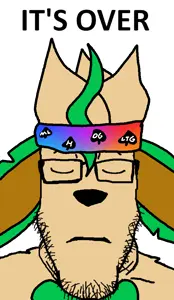 markiplier soyjak, its over, closed eyes, closed mouth, frown, furry, glasses, headband, its over (phrase), legojkl