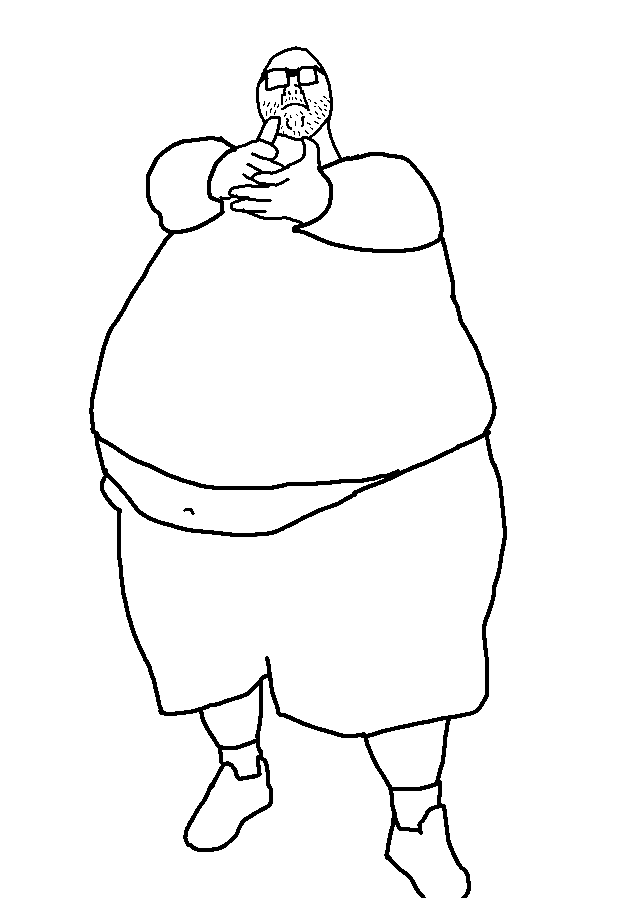 catboyhitler, unknown, american, bald, beard, black and white, clothes, fat, full body, gang signs